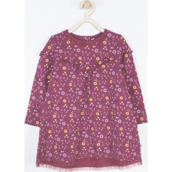 Sukienka. Czerwone sukienki dziewczęce z falbanami BEAUTIFUL, z nadrukiem, z bawełny, z długim rękawem, długie. Za 59,90 zł.