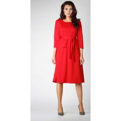 Czerwony Stylowy Komplet Bluzka z Paskiem i Rozkloszowana Spódnica. Czerwone spódnice wieczorowe Molly.pl, l, w paski, midi, oversize. Za 133,90 zł.