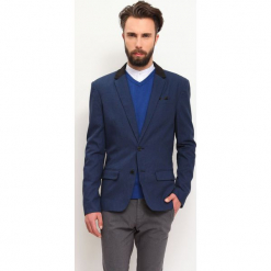 MARYNARKA MĘSKA TALIOWANA Z GUZIKIEM. Szare marynarki męskie slim fit Top Secret. Za 99,99 zł.
