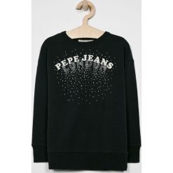 Pepe Jeans - Bluza dziecięca Sandra 122-180 cm. Czarne bluzy dziewczęce Pepe Jeans, z nadrukiem, z elastanu, bez rękawów, bez kaptura. W wyprzedaży za 119,90 zł.