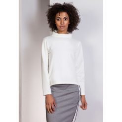 Bluza z dłuższym tyłem, BLU139 ecru. Szare bluzy damskie Pakamera, bez wzorów, bez rękawów, bez kaptura. Za 119,00 zł.