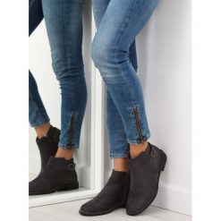 Botki damskie sztyblety szare 3118 GREY. Szare botki damskie obuwie damskie, z zamszu, klasyczne, bez obcasa, bez zapięcia. Za 126,56 zł.
