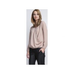 BLUZKA KOPERTOWA, BLU125. Brązowe bluzki damskie marki Lanti, xl, w paski, z lycry, retro, z kopertowym dekoltem. Za 119,00 zł.