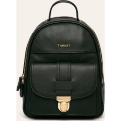 Twinset - Plecak skórzany. Czarne plecaki damskie Twinset, bez wzorów, ze skóry. Za 899,90 zł.