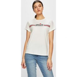 Review - Top. Białe topy damskie marki Review, s, z nadrukiem, z bawełny, z okrągłym kołnierzem. Za 69,90 zł.