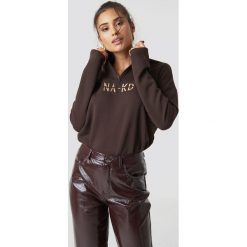 NA-KD Bluza z suwakiem - Brown. Brązowe długie bluzy damskie marki NA-KD, z bawełny, z długim rękawem. Za 161,95 zł.