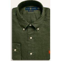 Polo Ralph Lauren - Koszula. Zielone koszule męskie Polo Ralph Lauren, s, bez wzorów, ze lnu, casualowe, polo, z długim rękawem. W wyprzedaży za 449,90 zł.