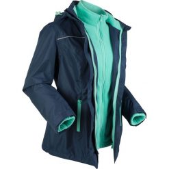 Kurtka outdoorowa 3 w 1 bonprix ciemnoniebiesko-niebieski mentolowy. Niebieskie płaszcze damskie bonprix, bez wzorów, z polaru. Za 109,99 zł.