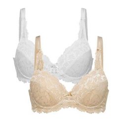 Cellbes Biustonosz z fiszbinami Maria 2 Pack beżowy biały female beżowy/biały 75B. Brązowe biustonosze Cellbes, w koronkowe wzory, z koronki. Za 159,00 zł.