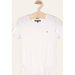 Tommy Hilfiger - T-shirt dziecięcy 74-176 cm. Niebieskie bluzki dziewczęce TOMMY HILFIGER, bez wzorów, z bawełny, z okrągłym kołnierzem, z krótkim rękawem, krótkie, bez kaptura. Za 59,90 zł.