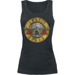 Guns N' Roses Distressed Bullet Top damski czarny. Czarne topy damskie marki Guns N' Roses, s, z nadrukiem. Za 74,90 zł.