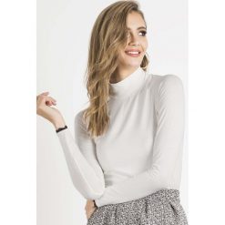 Ecru Golf Basic z Koronkową Wypustką. Szare bluzki damskie marki Molly.pl, s, w koronkowe wzory, z jeansu, z długim rękawem. Za 128,90 zł.