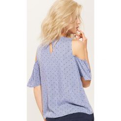 Bluzki damskie: Bluzka off shoulder - Niebieski