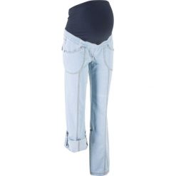 Dżinsy ciążowe z wywijanymi nogawkami bonprix jasnoniebieski "bleached". Niebieskie jeansy damskie bonprix, moda ciążowa. Za 59,99 zł.