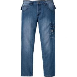 Dżinsy bojówki z mocnego denimu bonprix niebieski "stone”. Niebieskie jeansy męskie bonprix, m, bez wzorów. Za 129,99 zł.