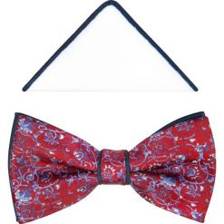Czerwona mucha męska z niebieskim motywem kwiatowym A264. Czerwone muszki męskie Modini Moda Męska, na co dzień, bez wzorów, z tkaniny, eleganckie. Za 44,55 zł.