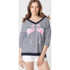 Granatowo-Biała Bluzka Corraereida. Niebieskie bluzki damskie Born2be, xl, bez wzorów, bez kołnierzyka, bez rękawów. W wyprzedaży za 39,99 zł.