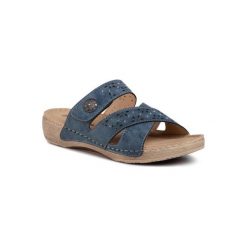 Clara Barson WSXD016-02 Granatowy. Niebieskie klapki damskie Clara Barson, bez wzorów, ze skóry ekologicznej, bez obcasa. Za 69,99 zł.