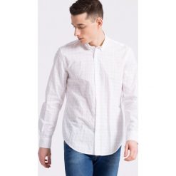 Trussardi Jeans - Koszula. Białe koszule męskie Trussardi Jeans, w kratkę, z bawełny, casualowe, z włoskim kołnierzykiem, z długim rękawem. W wyprzedaży za 269,90 zł.