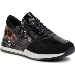 Sneakersy REMONTE - R2504-03 Schwarz Kombi. Czarne półbuty damskie Remonte, bez wzorów, z zamszu, bez obcasa, bez zapięcia. Za 349,00 zł.