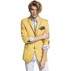 Marynarka ANTONIO 14-30SM. Żółte marynarki męskie Giacomo Conti, na lato, m, bez wzorów, z bawełny, eleganckie. Za 399,00 zł.