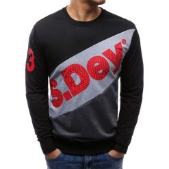 Bluzy męskie: Bluza męska z nadrukiem czarna (bx3456)