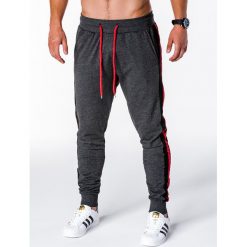 SPODNIE MĘSKIE DRESOWE P715 - GRAFITOWE. Szare spodnie męskie Ombre Clothing, s, bez wzorów, z bawełny. Za 49,00 zł.