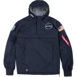 Kurtka męska Alpha Industries NASA Anorak 188133-07 - granatowy. Niebieskie kurtki męskie Alpha Industries, xxl, bez wzorów, bez kaptura. Za 930,99 zł.