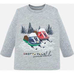 Mayoral - Longsleeve dziecięcy 74-98 cm. Szare t-shirty chłopięce Mayoral, z nadrukiem, z bawełny, z długim rękawem. Za 55,90 zł.