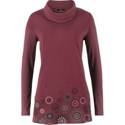 Shirt z długim rękawem i golfem bonprix czerwony klonowy z nadrukiem. Czerwone koszulki damskie bonprix, z nadrukiem, z długim rękawem. Za 69,99 zł.