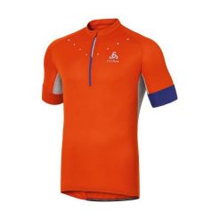 Odzież rowerowa męska: Odlo Koszulka rowerowa Stand-up Collar s/s 1/2 Zip Isola pomarańczowa r. XXL (410912XXL)