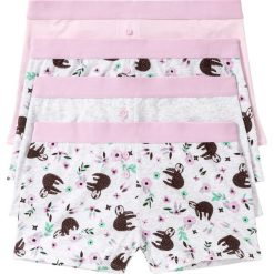 Bokserki damskie (4 pary) bonprix naturalny melanż z kolorowym nadrukiem + naturalny melanż. Białe majtki damskie bonprix. Za 51,96 zł.