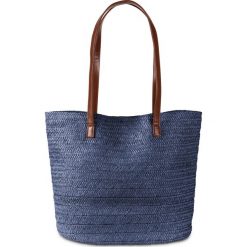Torba słomiana shopper bonprix ciemnoniebieski. Niebieskie torby damskie na zakupy bonprix, w paski, bez dodatków. Za 74,99 zł.