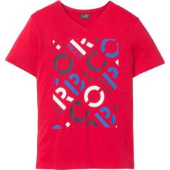 T-shirt Slim Fit bonprix czerwony. Czerwone koszulki męskie bonprix, s, bez wzorów, z okrągłym kołnierzem. Za 34,99 zł.