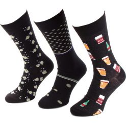 Zestaw 3 par wysokich skarpet męskich DOTS SOCKS - DTS-ZX-002-X-0000 Czarny Kolorowy. Czarne skarpetki męskie Dots Socks, bez wzorów, z elastanu. Za 39,90 zł.