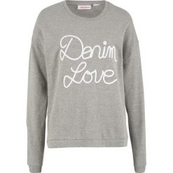 Bluza z aplikacją, długi rękaw bonprix jasnoszary melanż. Szare bluzy damskie bonprix, z aplikacjami, z długim rękawem, długie, bez kaptura. Za 32,99 zł.