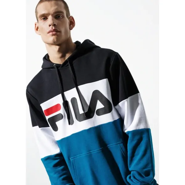 Fila Bluza Night Blocked Hoody , niebieski, rozmiar L. Niebieskie bluzy męskie Fila, m, bez wzorów, z bawełny, z kapturem, bez rękawów, bez kaptura. Za 319,99 zł.