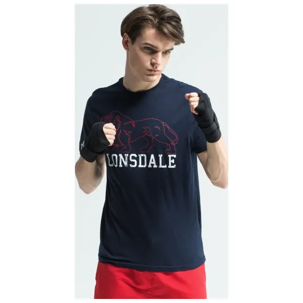 Lonsdale Koszulka Ss Somerby , granatowy, rozmiar L. Niebieskie koszulki męskie Lonsdale, m, bez wzorów, z tkaniny, z klasycznym kołnierzykiem, bez rękawów. W wyprzedaży za 39,99 zł.