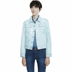 Desigual kurtka jeansowa damska Whaii 20SWED47 46 niebieska. Niebieskie kurtki damskie Desigual, bez wzorów, z bawełny, eleganckie, bez kaptura. Za 539,00 zł.