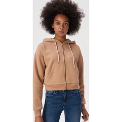 Bluza z wiązanym kapturem - Beżowy. Brązowe bluzy damskie Sinsay, s, bez wzorów, bez rękawów. Za 39,99 zł.