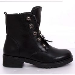 Botki militarne workery czarne LJ002 Black. Czarne botki damskie ButyModne, ze skóry ekologicznej, militarne, bez obcasa, na płaskiej podeszwie, na zamek. Za 119,00 zł.