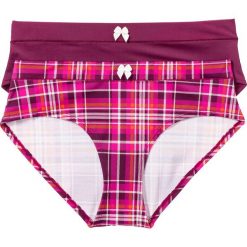 Figi "panty" (2 pary) bonprix w kratę + jeżynowy. Panty damskie bonprix, z nadrukiem. Za 45,98 zł.