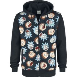 Bluzy męskie: Rick And Morty Faces Bluza z kapturem rozpinana czarny