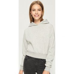 Krótka bluza z kapturem - Jasny szar. Szare bluzy rozpinane damskie Sinsay, l, z krótkim rękawem, krótkie, z kapturem. Za 49,99 zł.