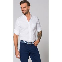 Koszula Biała Astrid. Białe koszule męskie LANCERTO, na lato, m, bez wzorów, z bawełny, eleganckie, button down, z krótkim rękawem. Za 299,90 zł.