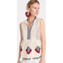 Bluzka w stylu boho - Wielobarwny. Szare bluzki damskie Reserved, bez wzorów, boho, bez kołnierzyka, bez rękawów. Za 119,99 zł.