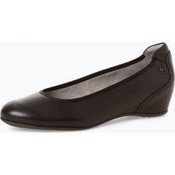 Tamaris - Damskie baleriny ze skóry, czarny. Czarne baleriny damskie Tamaris, bez wzorów, ze skóry, bez obcasa, na koturnie. Za 259,95 zł.