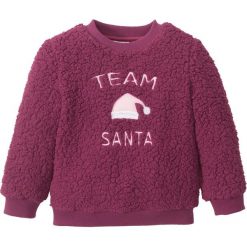 Swetry dziewczęce: Sweter z polaru „baranka” bonprix jeżynowy Santa