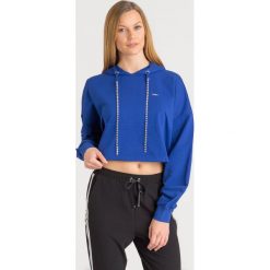 BLUZA Liu Jo Sport. Niebieskie bluzy sportowe damskie Liu Jo Sport, s, z aplikacjami, z elastanu, z krótkim rękawem, krótkie, z kapturem. Za 384,30 zł.