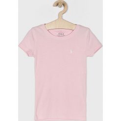 Polo Ralph Lauren - T-shirt dziecięcy 128-176 cm. Różowe bluzki dziewczęce Polo Ralph Lauren, bez wzorów, z bawełny, z okrągłym kołnierzem, bez rękawów, bez kaptura. W wyprzedaży za 79,90 zł.